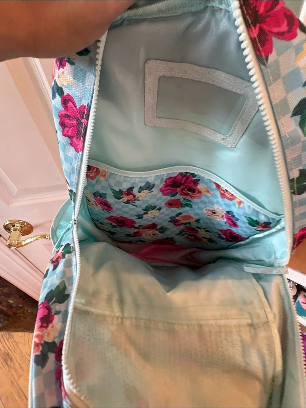 Source Unknown Floral Sequin Backpack - Mint, Pink, Cream